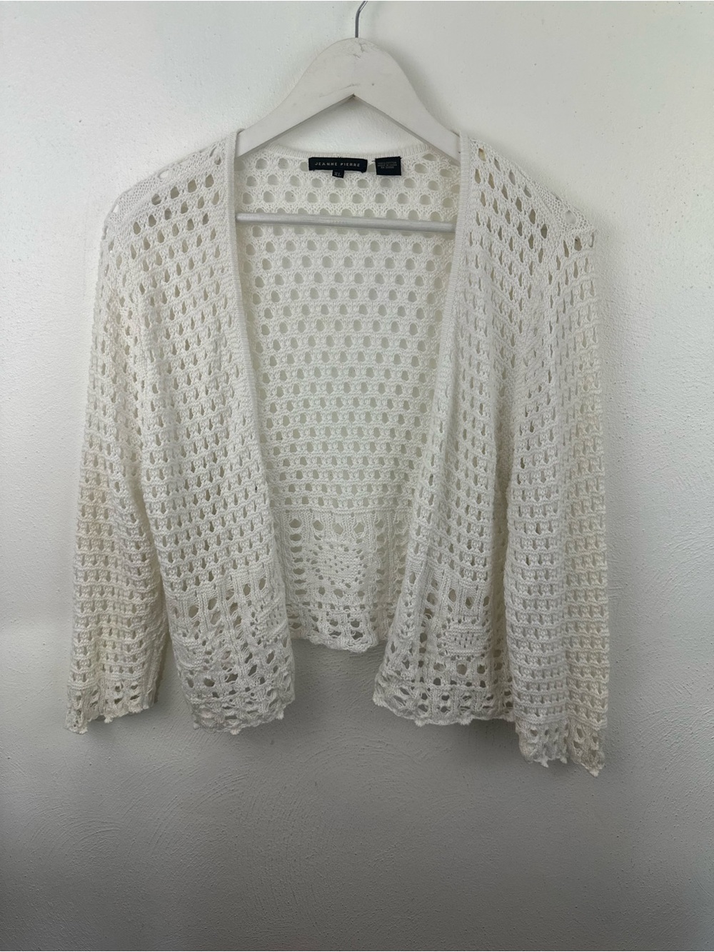 JEANNE PIERRE Open Crochet Cardigan Sweater Women's Size XL